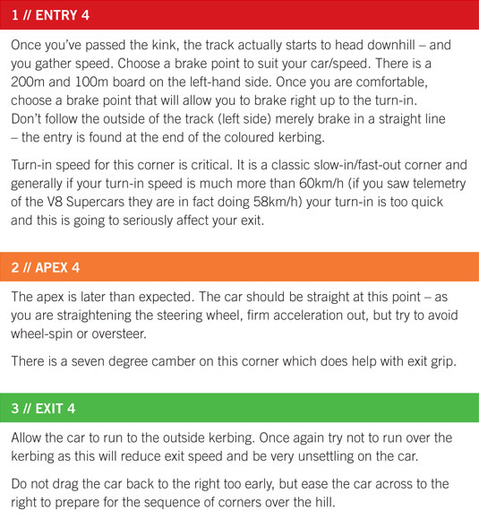 Turn 4 - Pukekohe hairpin - Instructions - The New Zealand Racetrack Manual by Mike Eady