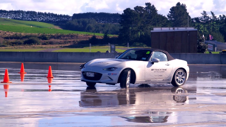 Skid pan driver training with Mazda MX5